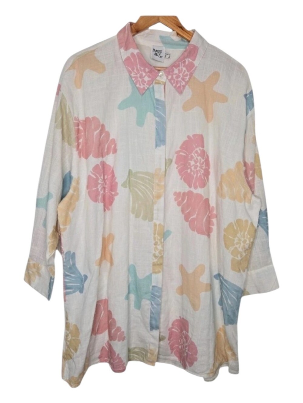 Princess Polly Womens Sea Life Coastal Print Beach Cotton Button Up Shirt 12